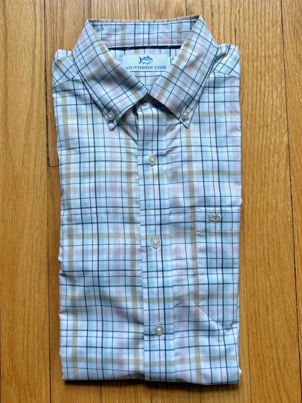 Southern Tide Mens Long Sleeve Intercoastal Performance Shirt Small White Plaid
